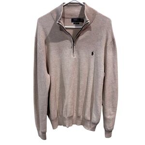Polo by Ralph Lauren Men's Quarter Zip Pullover Sweater, Tan/Wheat, size XXL
